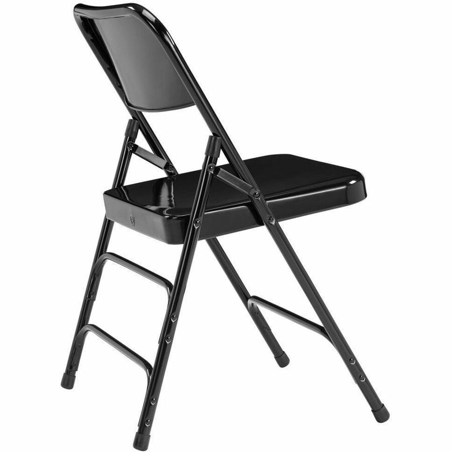 NPS® 300 Series Deluxe All-Steel Triple Brace Double Hinge Folding Chair, Pack of 4, Surface Color: Black, Frame Color: Black