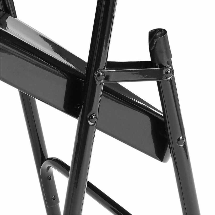 NPS® 300 Series Deluxe All-Steel Triple Brace Double Hinge Folding Chair, Pack of 4, Surface Color: Black, Frame Color: Black