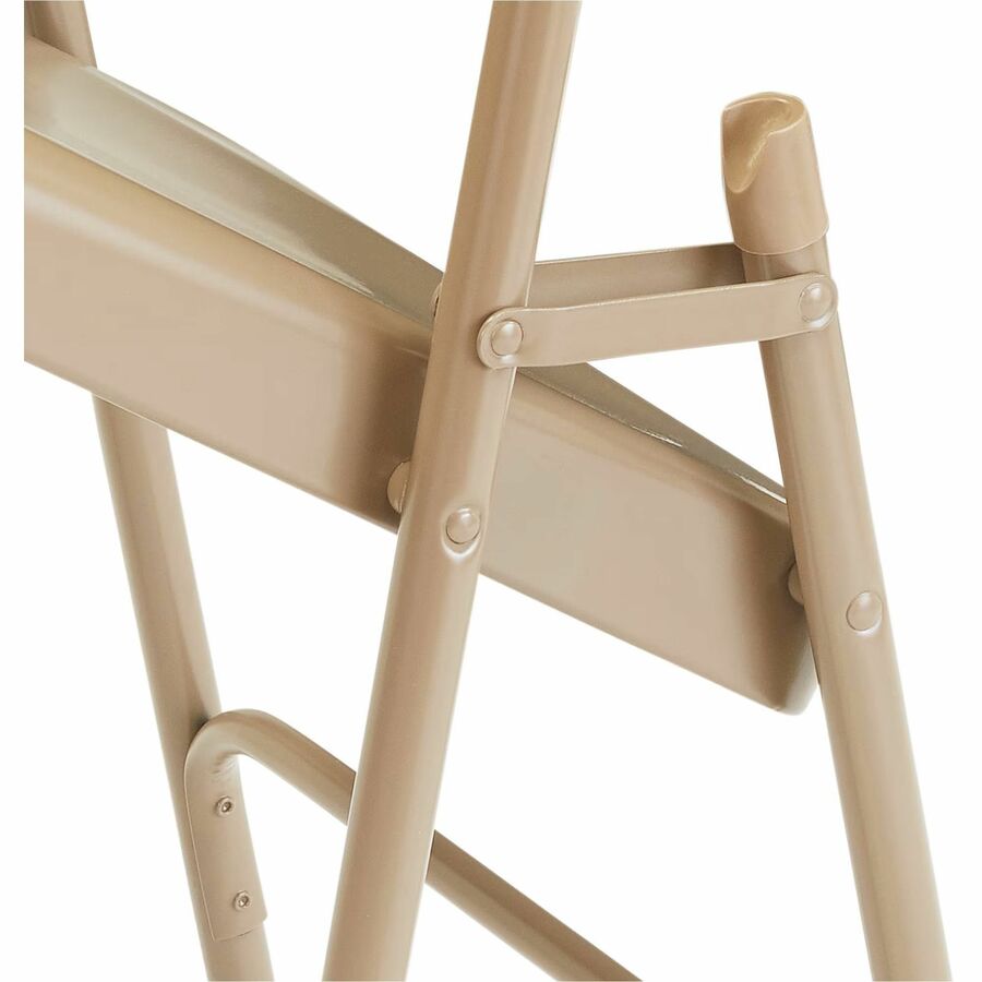 NPS® 300 Series Deluxe All-Steel Triple Brace Double Hinge Folding Chair, Pack of 4, Surface Color: Beige, Frame Color: Beige