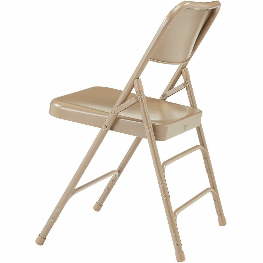 NPS® 300 Series Deluxe All-Steel Triple Brace Double Hinge Folding Chair, Pack of 4, Surface Color: Beige, Frame Color: Beige
