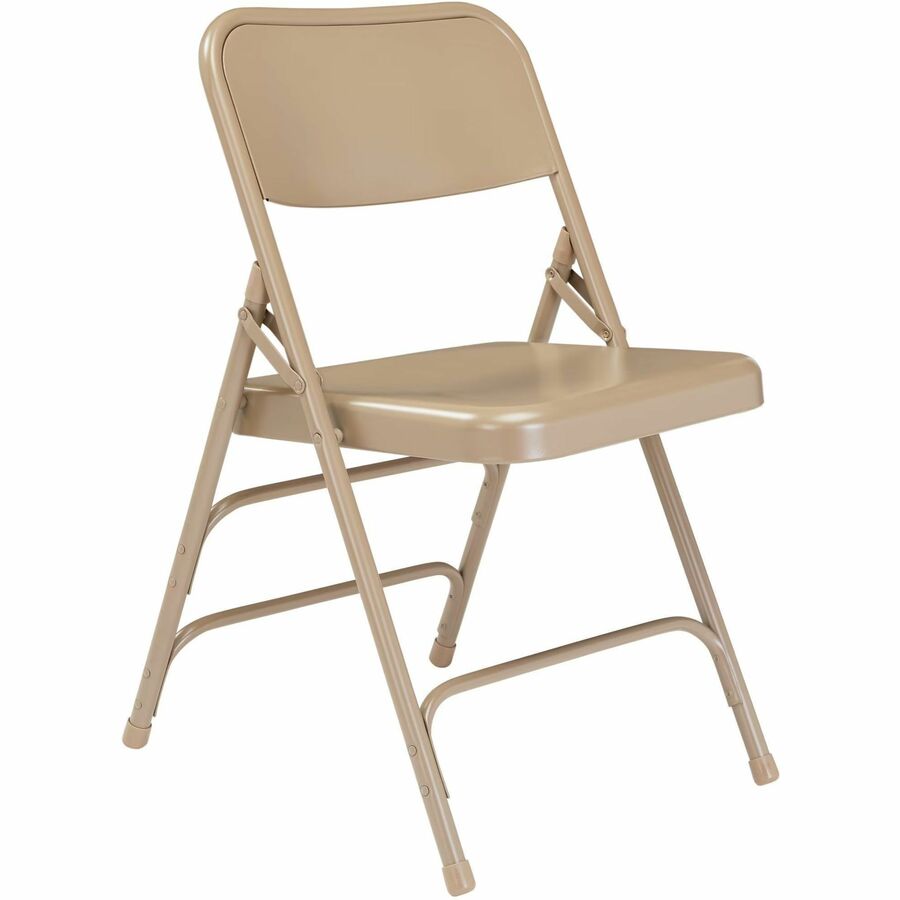 NPS® 300 Series Deluxe All-Steel Triple Brace Double Hinge Folding Chair, Pack of 4, Surface Color: Beige, Frame Color: Beige