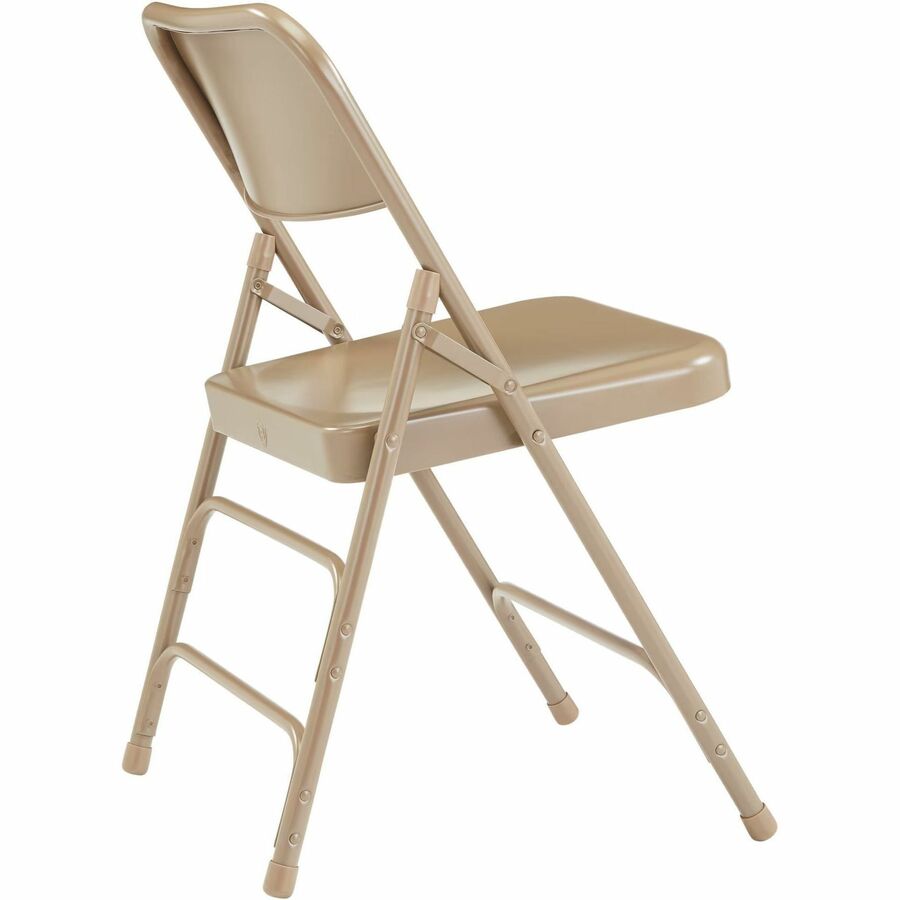 NPS® 300 Series Deluxe All-Steel Triple Brace Double Hinge Folding Chair, Pack of 4, Surface Color: Beige, Frame Color: Beige