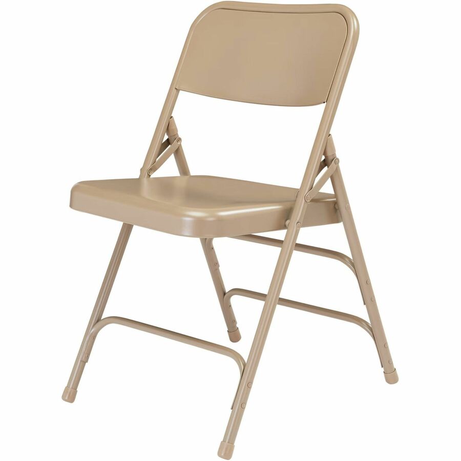 NPS® 300 Series Deluxe All-Steel Triple Brace Double Hinge Folding Chair, Pack of 4, Surface Color: Beige, Frame Color: Beige