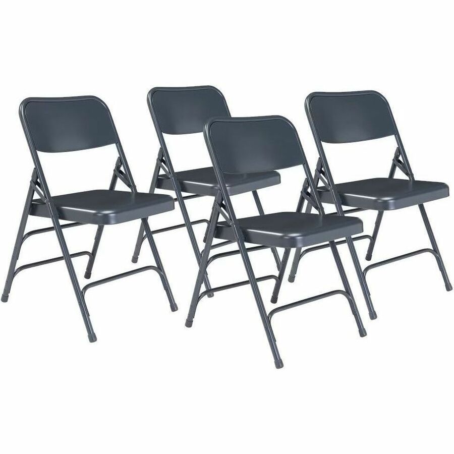 NPS® 300 Series Deluxe All-Steel Triple Brace Double Hinge Folding Chair, Pack of 4, Surface Color: Blue, Frame Color: Blue
