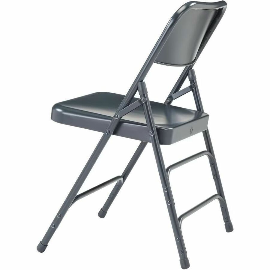 NPS® 300 Series Deluxe All-Steel Triple Brace Double Hinge Folding Chair, Pack of 4, Surface Color: Blue, Frame Color: Blue