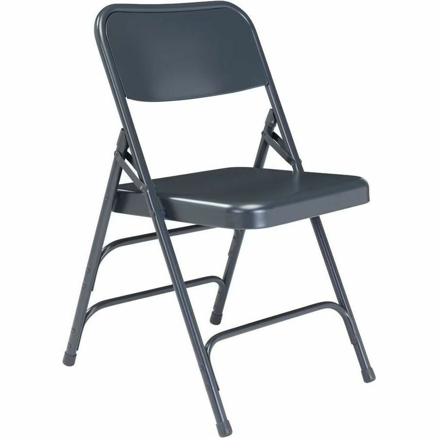 NPS® 300 Series Deluxe All-Steel Triple Brace Double Hinge Folding Chair, Pack of 4, Surface Color: Blue, Frame Color: Blue