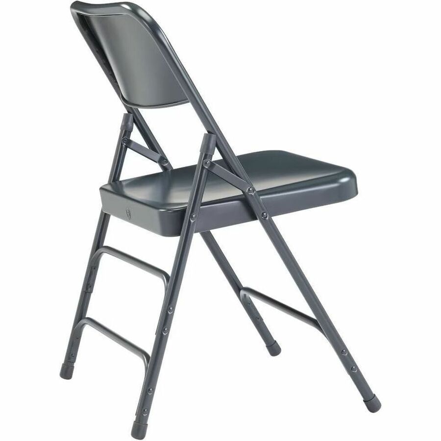 NPS® 300 Series Deluxe All-Steel Triple Brace Double Hinge Folding Chair, Pack of 4, Surface Color: Blue, Frame Color: Blue