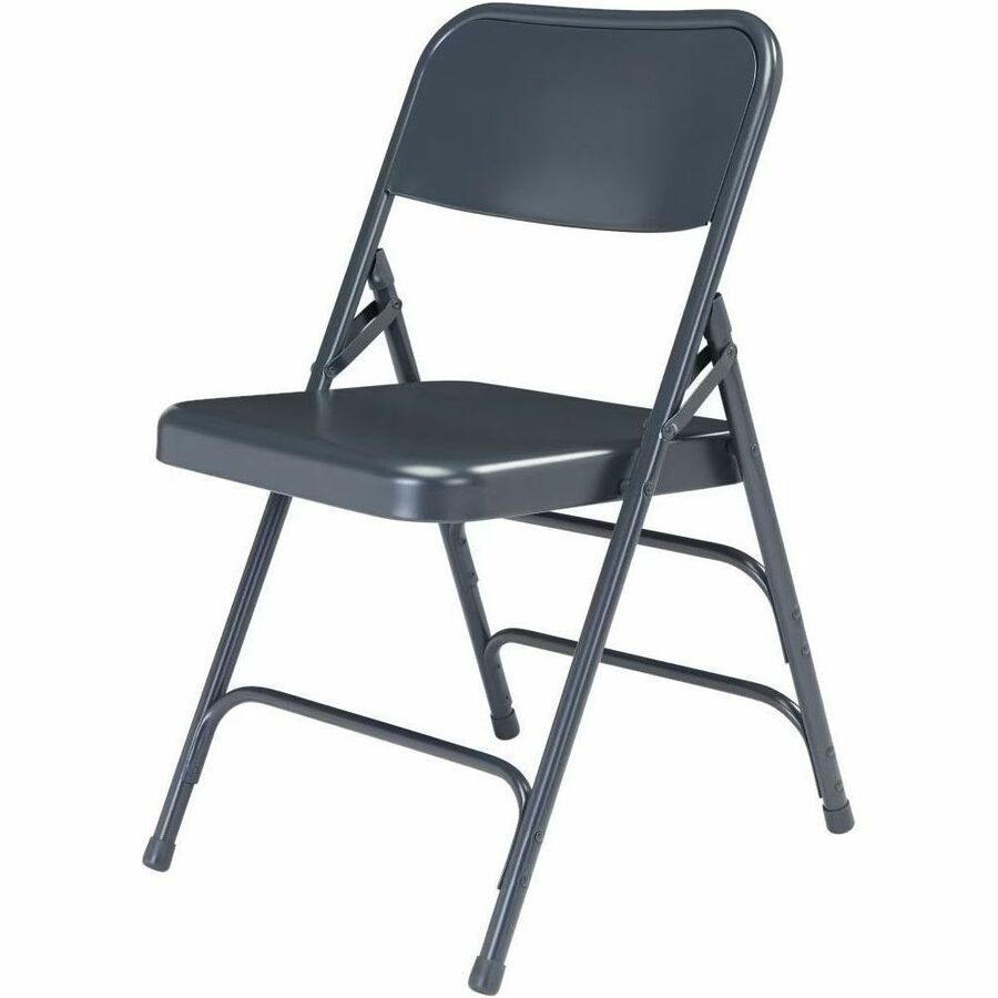 NPS® 300 Series Deluxe All-Steel Triple Brace Double Hinge Folding Chair, Pack of 4, Surface Color: Blue, Frame Color: Blue