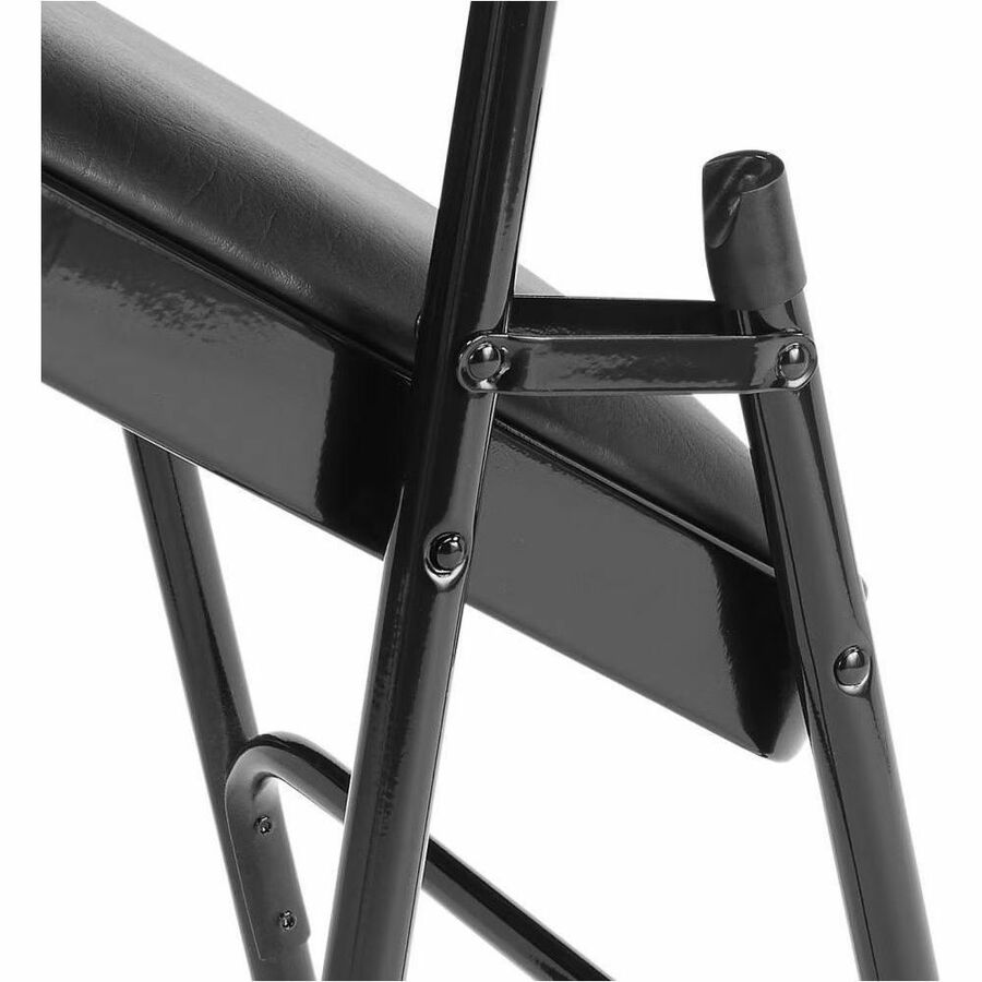 NPS® 1200 Series Premium Vinyl Upholstered Double Hinge Folding Chair, Pack of 4, Surface Color: Caviar Black, Frame Color: Black