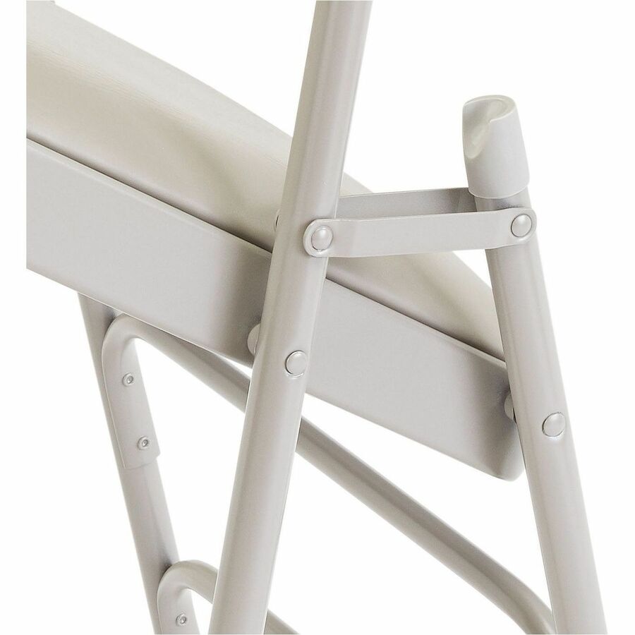 NPS® 1200 Series Premium Vinyl Upholstered Double Hinge Folding Chair, Pack of 4, Surface Color: Warm Grey, Frame Color: Grey