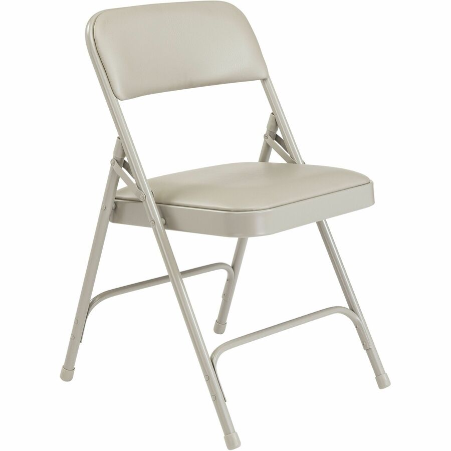 NPS® 1200 Series Premium Vinyl Upholstered Double Hinge Folding Chair, Pack of 4, Surface Color: Warm Grey, Frame Color: Grey