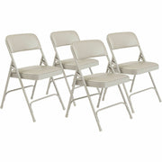 NPS® 1200 Series Premium Vinyl Upholstered Double Hinge Folding Chair, Pack of 4, Surface Color: Warm Grey, Frame Color: Grey