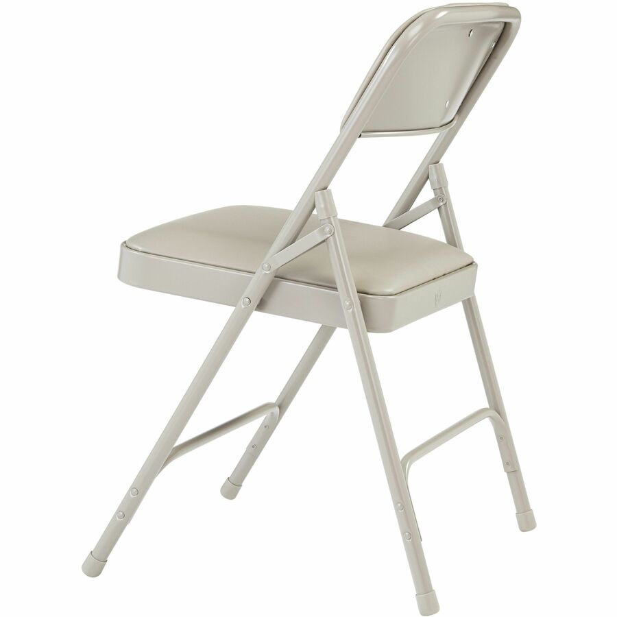 NPS® 1200 Series Premium Vinyl Upholstered Double Hinge Folding Chair, Pack of 4, Surface Color: Warm Grey, Frame Color: Grey