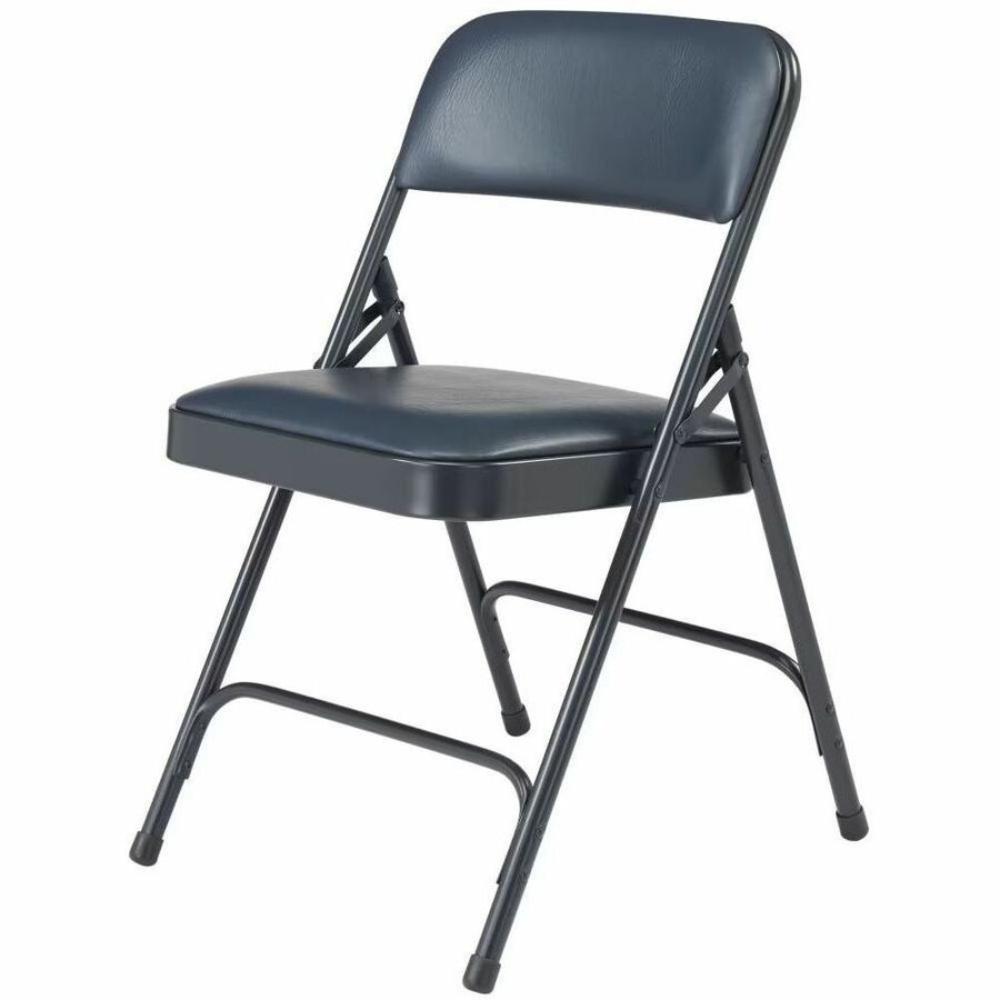 NPS® 1200 Series Premium Vinyl Upholstered Double Hinge Folding Chair, Pack of 4, Surface Color: Dark Midnight Blue, Frame Color: Blue