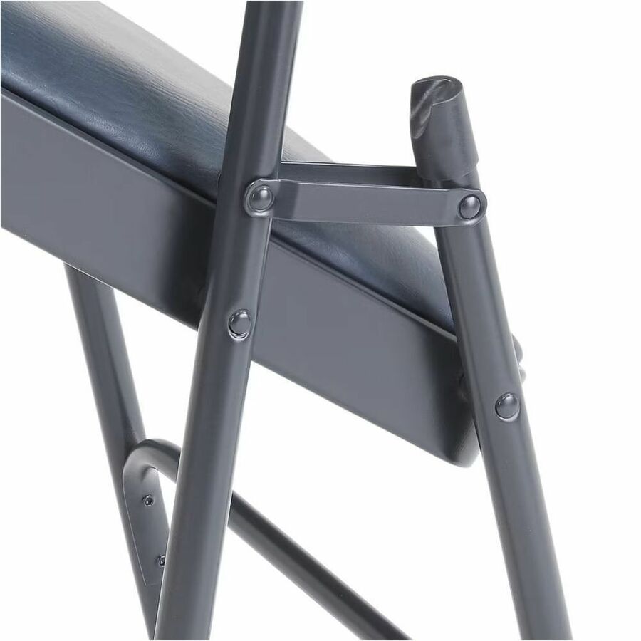 NPS® 1200 Series Premium Vinyl Upholstered Double Hinge Folding Chair, Pack of 4, Surface Color: Dark Midnight Blue, Frame Color: Blue