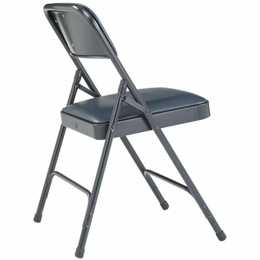 NPS® 1200 Series Premium Vinyl Upholstered Double Hinge Folding Chair, Pack of 4, Surface Color: Dark Midnight Blue, Frame Color: Blue