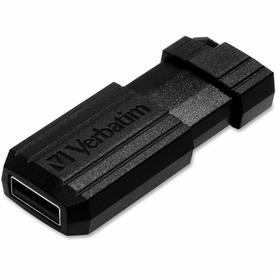 Verbatim PinStripe USB Drive - 32 GB - USB 2.0 Type A - Black - Lifetime Warranty - 1 Each