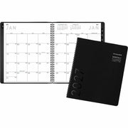 At-A-Glance Contemporary Planner, Large, Monthly, January 2026–December 2026, 9" x 11" White Sheets, Wire Bound, Black Faux Leather Textured Cover, Tabbed, Notepad, Reference Calendar, Double Pocket, 1 Each