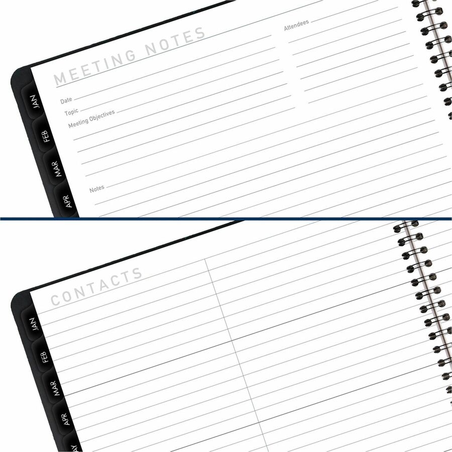 At-A-Glance Contemporary Planner, Large, Monthly, January 2026–December 2026, 9" x 11" White Sheets, Wire Bound, Black Faux Leather Textured Cover, Tabbed, Notepad, Reference Calendar, Double Pocket, 1 Each