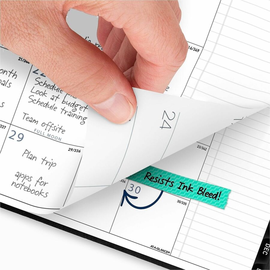 At-A-Glance Contemporary Planner, Large, Monthly, January 2026–December 2026, 9" x 11" White Sheets, Wire Bound, Black Faux Leather Textured Cover, Tabbed, Notepad, Reference Calendar, Double Pocket, 1 Each