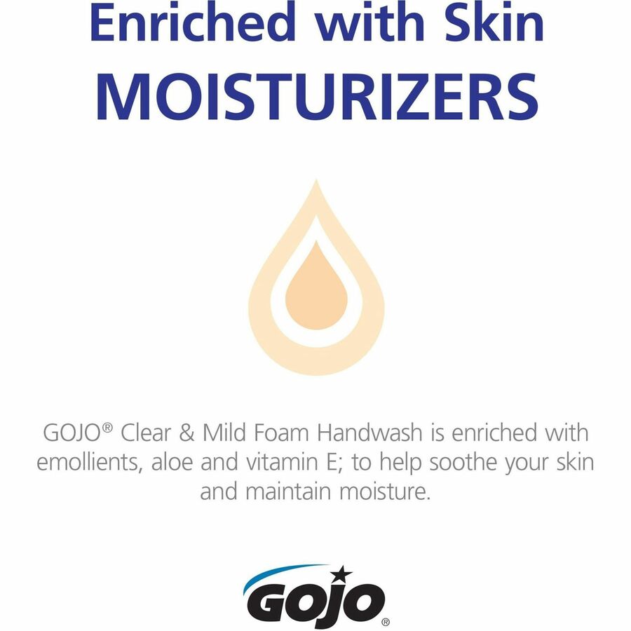Gojo&reg; ADX-12 Clear/Mild Handwash Refill - 1.32 quart - Push Pump Dispenser - Hand, Skin - Moisturizing - Clear - Dye-free, Fragrance-free, Rich Lather, Bio-based - 1 Each