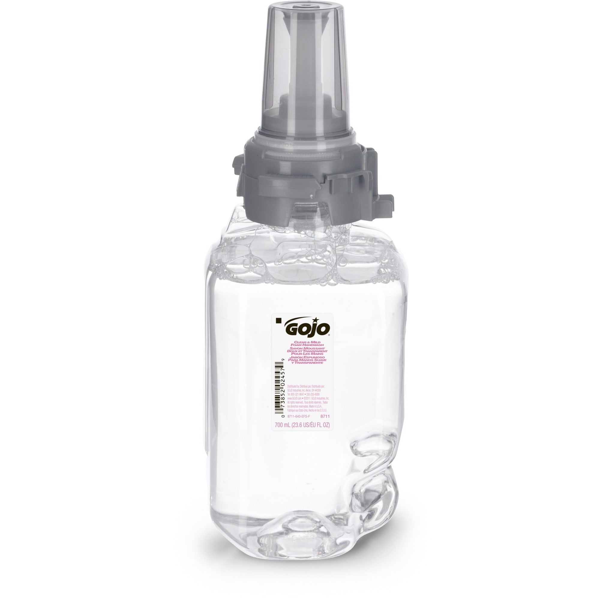 23.67 fl oz - Push Pump Dispenser - Hand, Skin - Moisturizing - Clear - Fragrance-free, Dye-free, Bio-based, Rich Lather - 4 / Carton
