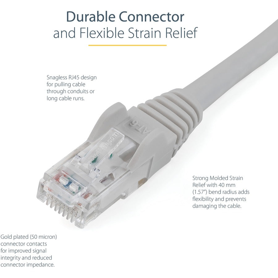 StarTech.com 5 ft Gray Gigabit Snagless RJ45 UTP Cat6 Patch Cable - 5ft Patch Cord