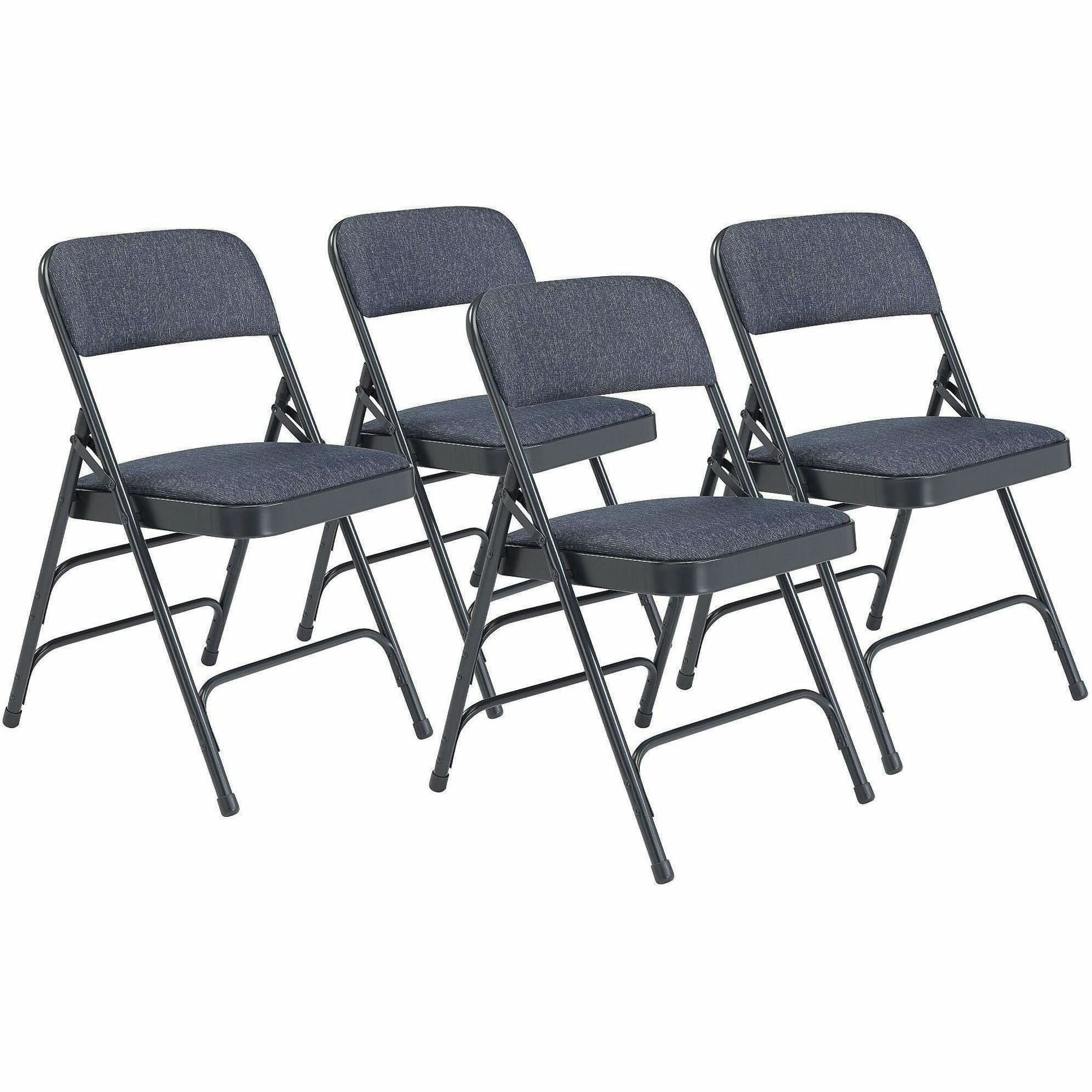 NPS® 2300 Series Deluxe Fabric Upholstered Triple Brace Double Hinge Premium Folding Chair, Pack of 4, Surface Color: Imperial Blue, Frame Color: Blue