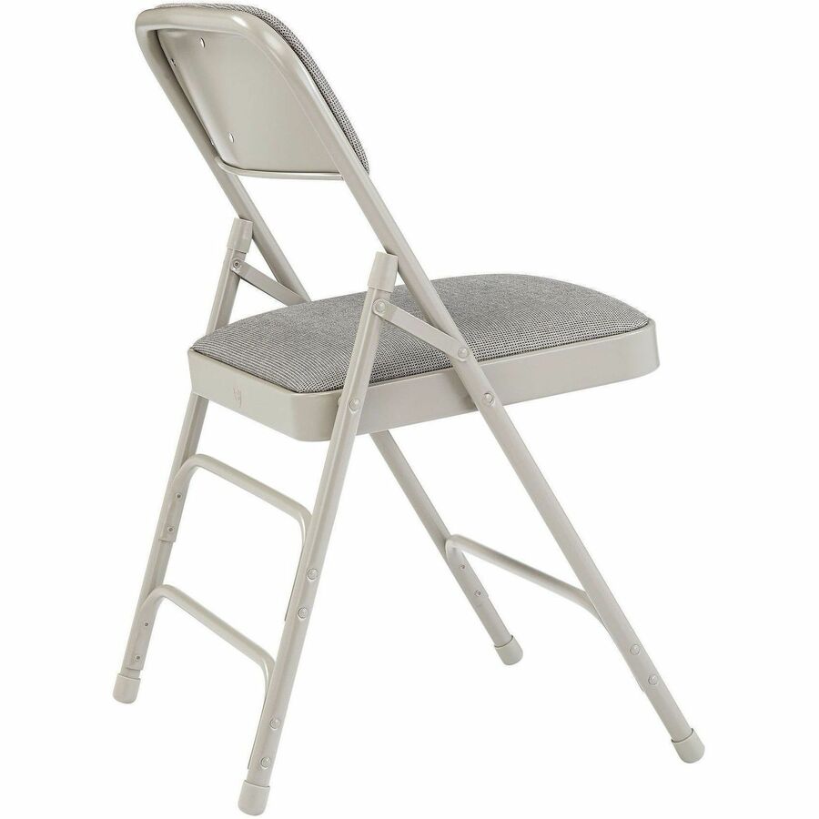 NPS® 2300 Series Deluxe Fabric Upholstered Triple Brace Double Hinge Premium Folding Chair, Pack of 4, Surface Color: Greystone, Frame Color: Grey