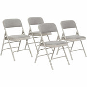 NPS® 2300 Series Deluxe Fabric Upholstered Triple Brace Double Hinge Premium Folding Chair, Pack of 4, Surface Color: Greystone, Frame Color: Grey