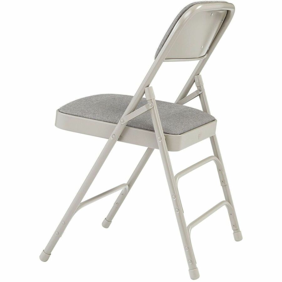 NPS® 2300 Series Deluxe Fabric Upholstered Triple Brace Double Hinge Premium Folding Chair, Pack of 4, Surface Color: Greystone, Frame Color: Grey