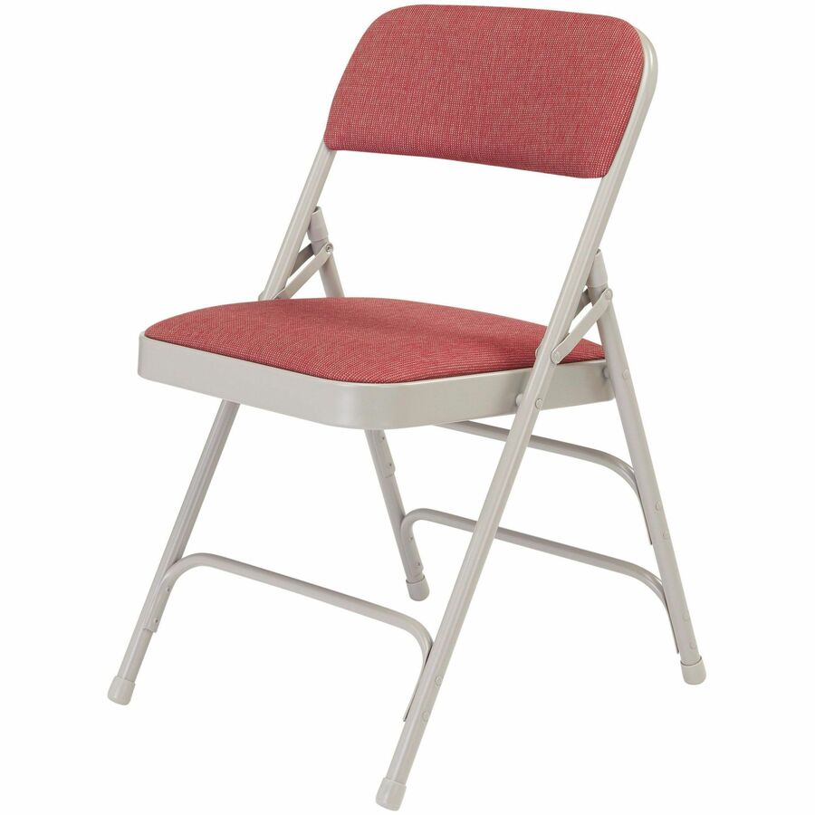 NPS® 2300 Series Deluxe Fabric Upholstered Triple Brace Double Hinge Premium Folding Chair, Pack of 4, Surface Color: Majestic Cabernet, Frame Color: Grey
