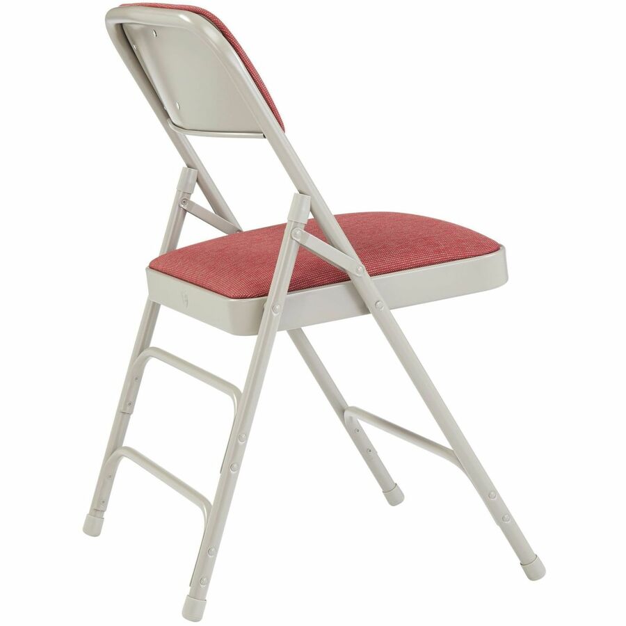 NPS® 2300 Series Deluxe Fabric Upholstered Triple Brace Double Hinge Premium Folding Chair, Pack of 4, Surface Color: Majestic Cabernet, Frame Color: Grey