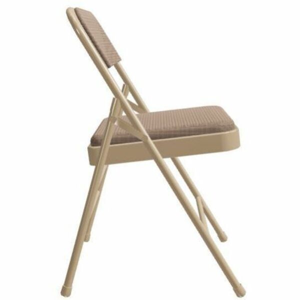 NPS® 2300 Series Deluxe Fabric Upholstered Triple Brace Double Hinge Premium Folding Chair, Pack of 4, Surface Color: Café Beige, Frame Color: Beige