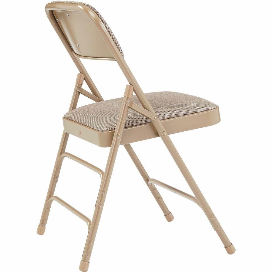 NPS® 2300 Series Deluxe Fabric Upholstered Triple Brace Double Hinge Premium Folding Chair, Pack of 4, Surface Color: Café Beige, Frame Color: Beige
