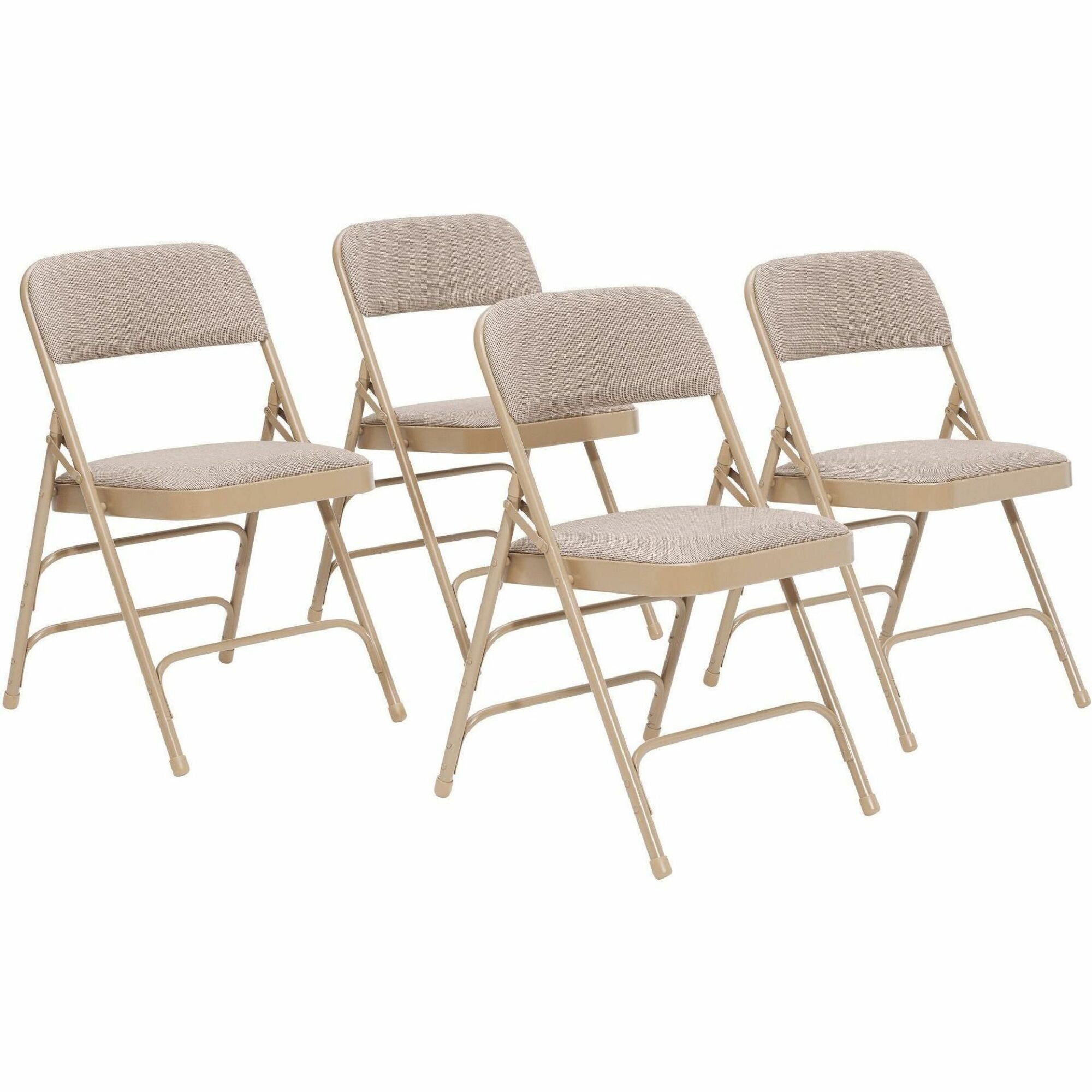 NPS® 2300 Series Deluxe Fabric Upholstered Triple Brace Double Hinge Premium Folding Chair, Pack of 4, Surface Color: Café Beige, Frame Color: Beige