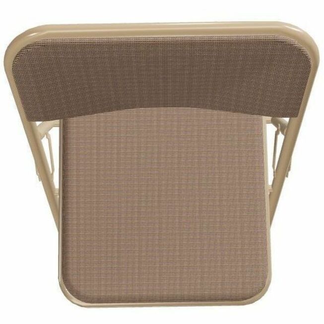 NPS® 2300 Series Deluxe Fabric Upholstered Triple Brace Double Hinge Premium Folding Chair, Pack of 4, Surface Color: Café Beige, Frame Color: Beige