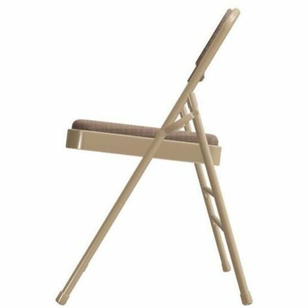 NPS® 2300 Series Deluxe Fabric Upholstered Triple Brace Double Hinge Premium Folding Chair, Pack of 4, Surface Color: Café Beige, Frame Color: Beige