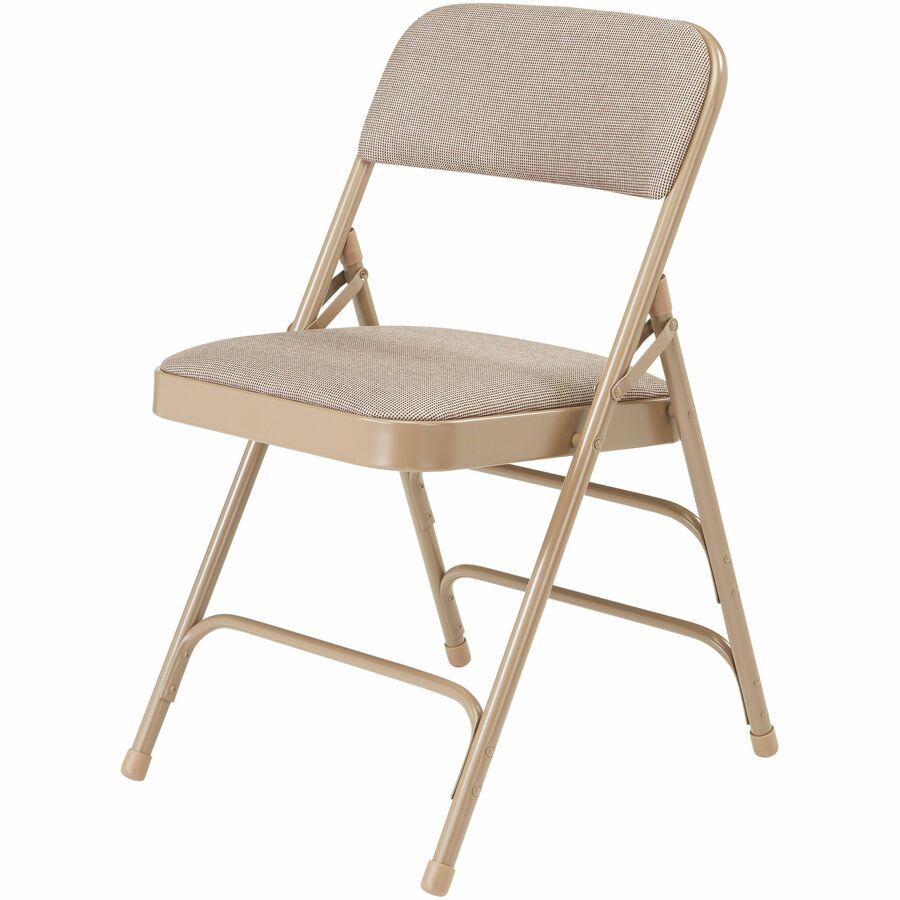 NPS® 2300 Series Deluxe Fabric Upholstered Triple Brace Double Hinge Premium Folding Chair, Pack of 4, Surface Color: Café Beige, Frame Color: Beige