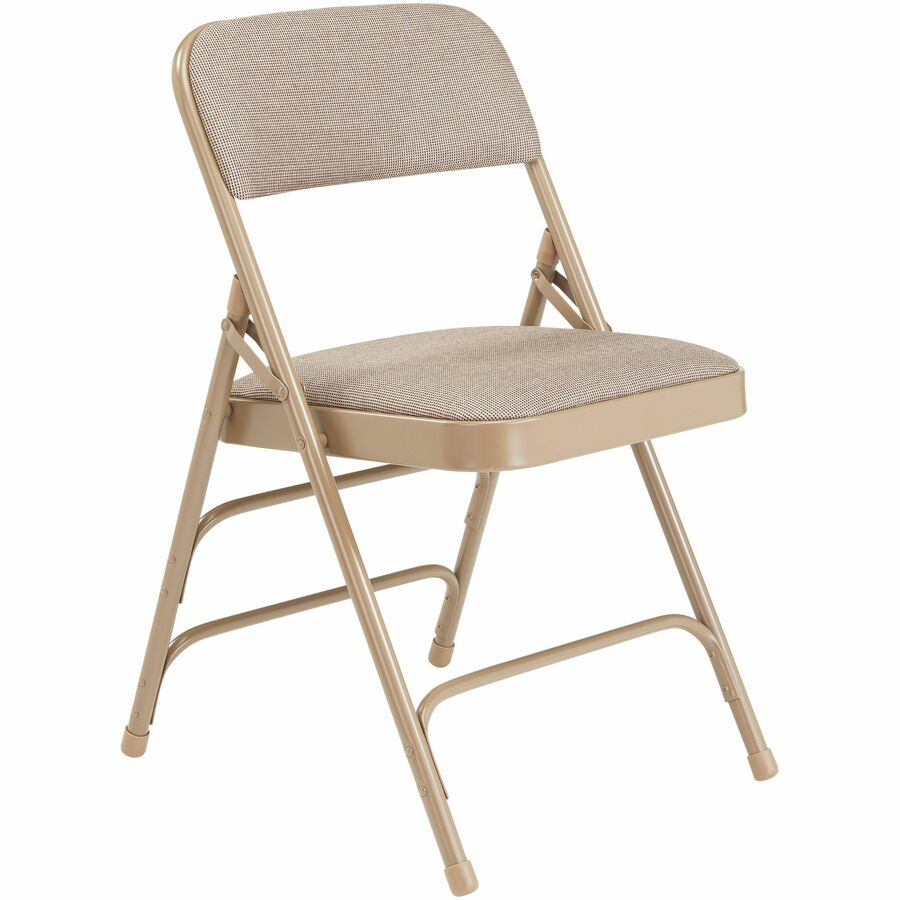 NPS® 2300 Series Deluxe Fabric Upholstered Triple Brace Double Hinge Premium Folding Chair, Pack of 4, Surface Color: Café Beige, Frame Color: Beige