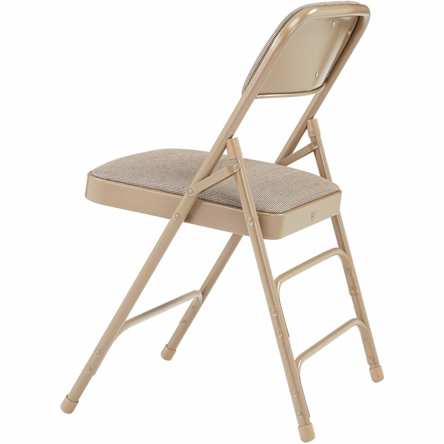 NPS® 2300 Series Deluxe Fabric Upholstered Triple Brace Double Hinge Premium Folding Chair, Pack of 4, Surface Color: Café Beige, Frame Color: Beige