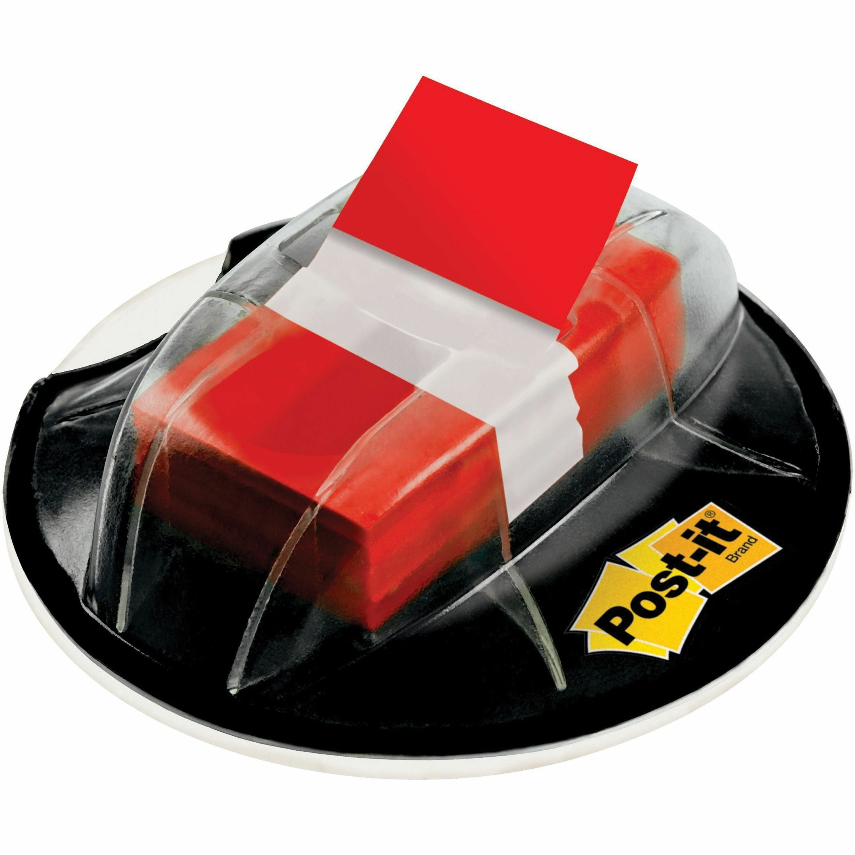 Post-it&reg; Flags in Desk Grip Dispenser - 200 - 1" Flag/Note Width x 1 3/4" Flag/Note Length - Rectangle - Unruled - Red - Removable, Self-adhesive - Dispenser Included - 200 / Pack
