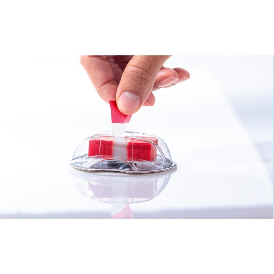 Post-it&reg; Flags in Desk Grip Dispenser - 200 - 1" Flag/Note Width x 1 3/4" Flag/Note Length - Rectangle - Unruled - Red - Removable, Self-adhesive - Dispenser Included - 200 / Pack
