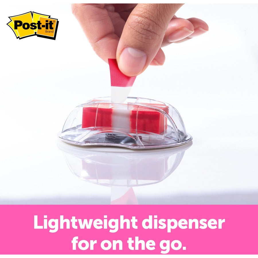 Post-it&reg; Flags in Desk Grip Dispenser - 200 - 1" Flag/Note Width x 1 3/4" Flag/Note Length - Rectangle - Unruled - Red - Removable, Self-adhesive - Dispenser Included - 200 / Pack