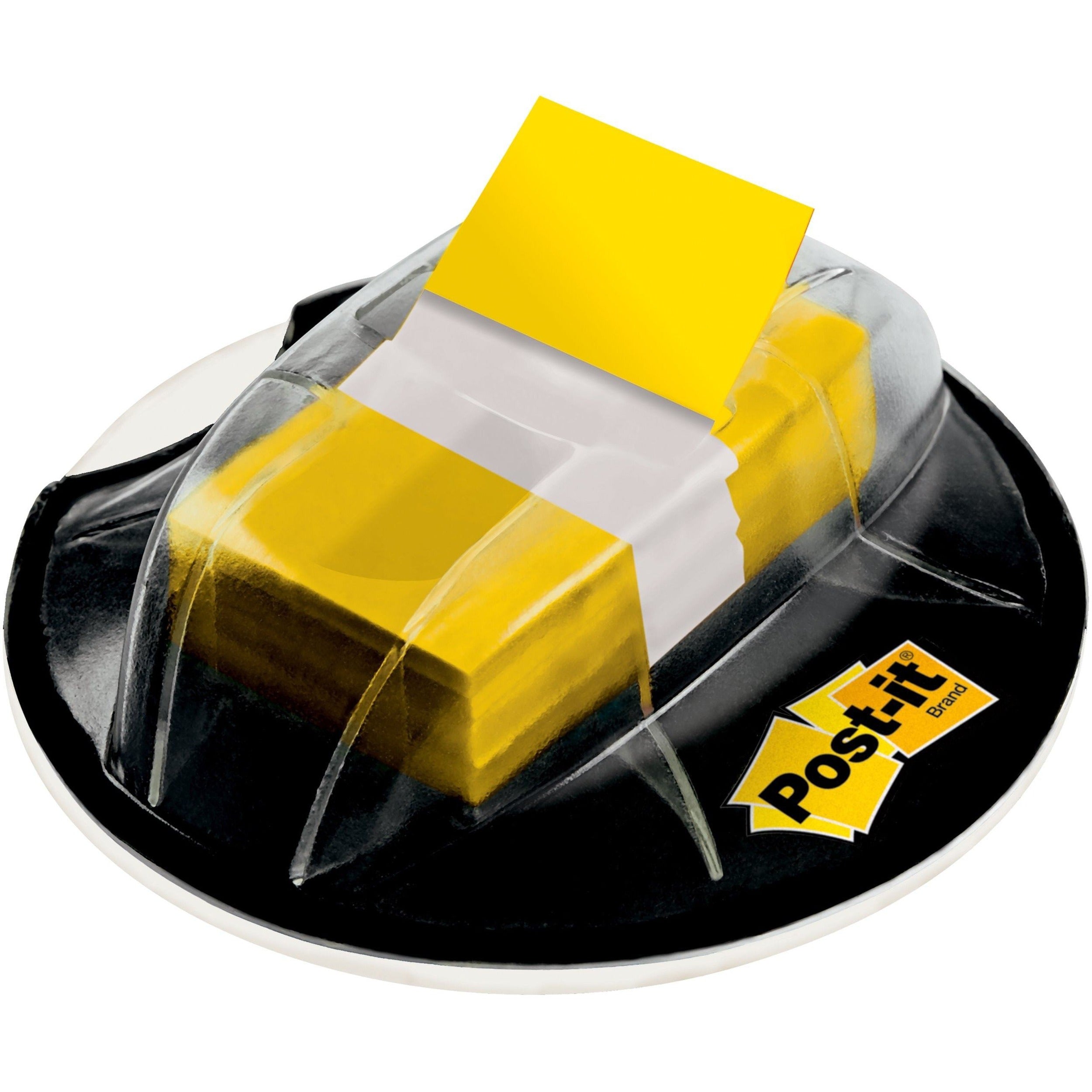 Post-it&reg; Flags in Desk Grip Dispenser - 200 - 1" Flag/Note Width x 1 3/4" Flag/Note Length - Rectangle - Unruled - Yellow - Removable, Self-adhesive - Dispenser Included - 200 / Pack