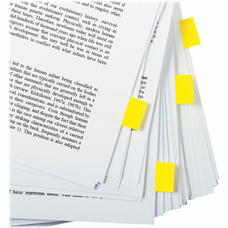 Post-it&reg; Flags in Desk Grip Dispenser - 200 - 1" Flag/Note Width x 1 3/4" Flag/Note Length - Rectangle - Unruled - Yellow - Removable, Self-adhesive - Dispenser Included - 200 / Pack