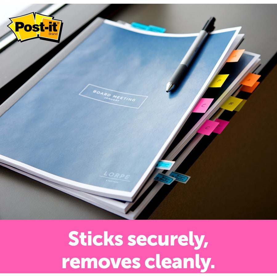Post-it&reg; Flags in Desk Grip Dispenser - 200 - 1" Flag/Note Width x 1 3/4" Flag/Note Length - Rectangle - Unruled - Yellow - Removable, Self-adhesive - Dispenser Included - 200 / Pack