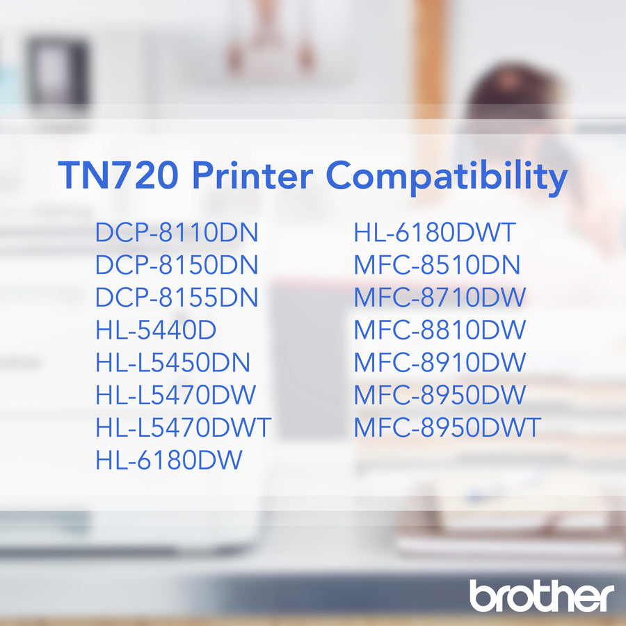 Brother TN720 Original Laser Toner Cartridge - Black - 1 Each