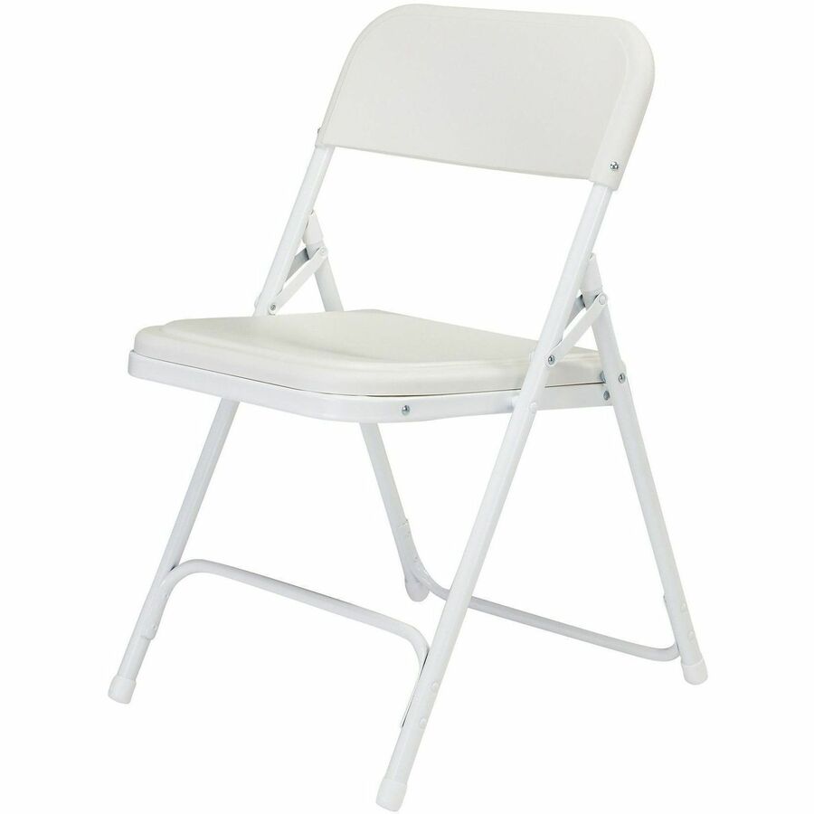 NPS® 800 Series Premium Lightweight Plastic Folding Chair, Pack of 4, Surface Color: Bright White, Frame Color: White