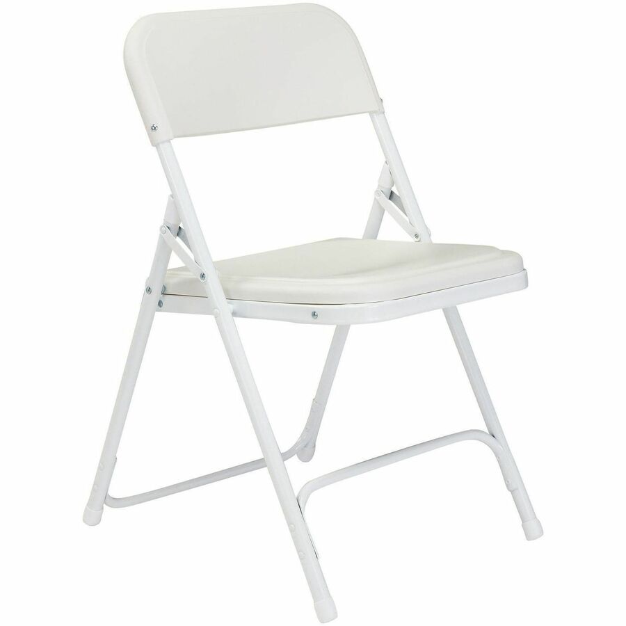 NPS® 800 Series Premium Lightweight Plastic Folding Chair, Pack of 4, Surface Color: Bright White, Frame Color: White